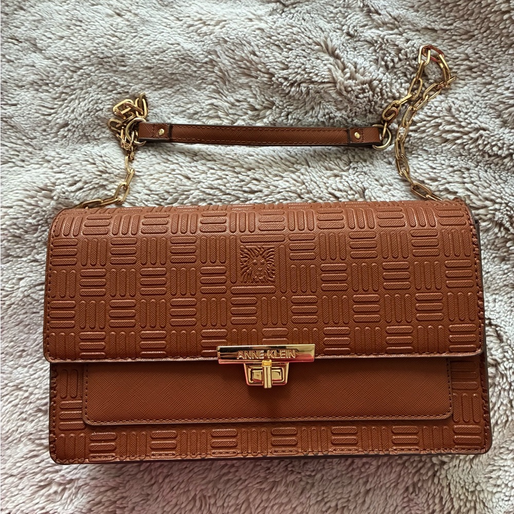 Anne Klein Tan Embossed Shoulder Bag